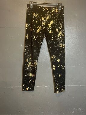 Justice Black Leggings with Gold Splatter